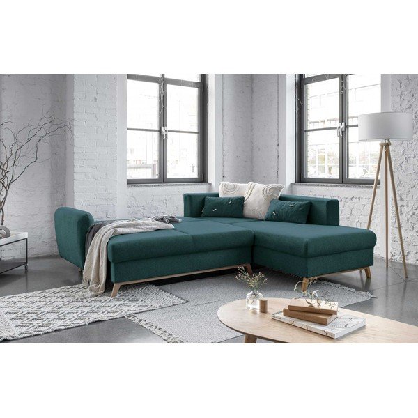 Divano letto angolare turchese L, angolo destro Scandic Lagom - Miuform-image-4