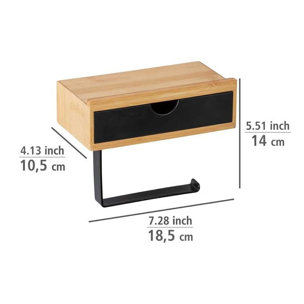 Porta carta igienica nero con rivestimento in bambù Bambusa - Wenko-image-4