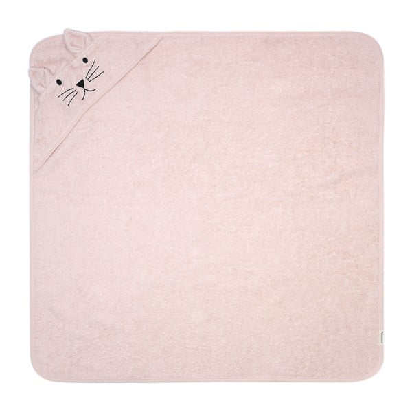 Asciugamano per neonato in cotone rosa con cappuccio 76x76 cm - Kindsgut-image-3