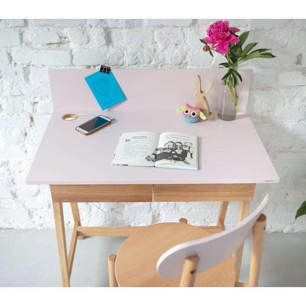 Scrivania grigia con base in frassino, lunghezza 85 cm Luka - Ragaba-image-3