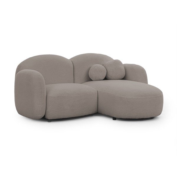 Divano angolare grigio (con penisola a destra/con chaise lounge) con rivestimento in bouclé Orbit – Ropez