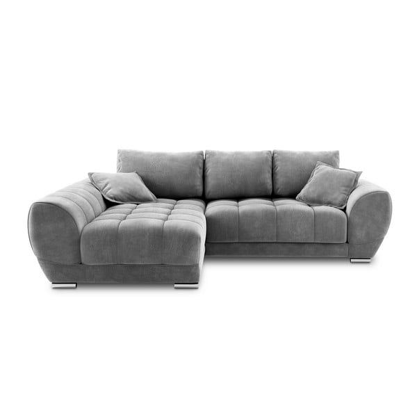 Divano letto angolare grigio con rivestimento in velluto, angolo sinistro Nuage - Windsor & Co Sofas