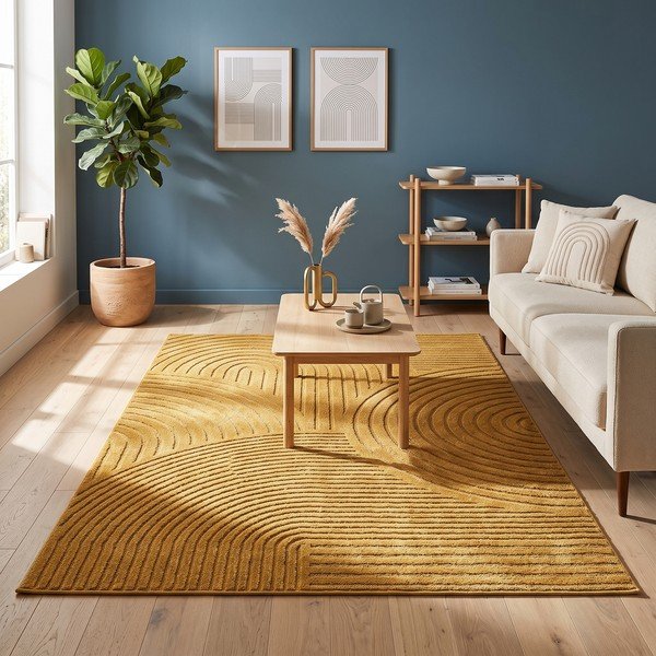 Tappeto giallo ocra 200x290 cm Whirl – ESTE-image-4