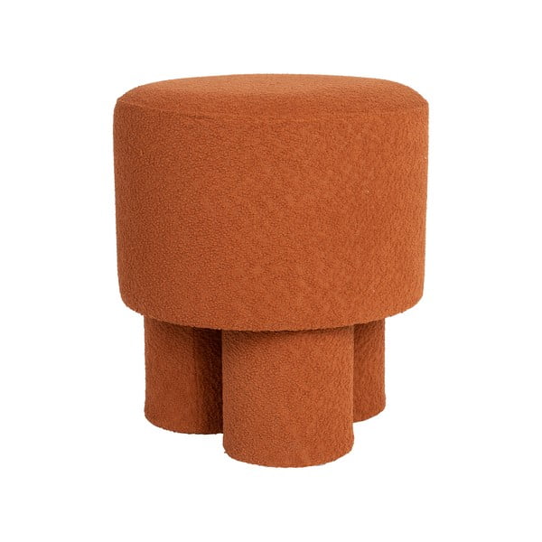 Poggiapiedi color mattone con rivestimento in bouclé Marcos – White Label