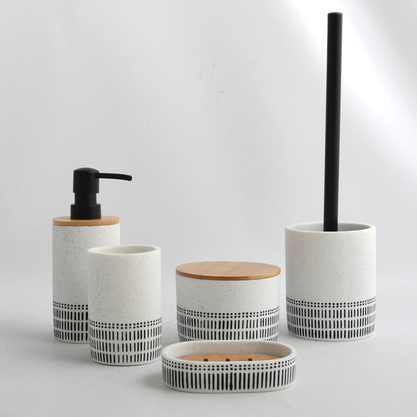 Organizer da bagno bianco in poliresina per dischetti di cotone Yuma – Spirella-image-1