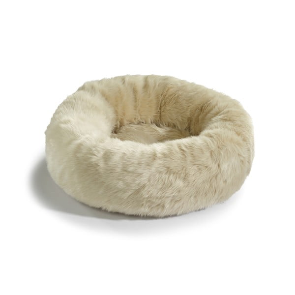 Letto per animali domestici di colore crema in pelliccia artificiale ø 50 cm Lana Ivory/Mottled Natural - MiaCara