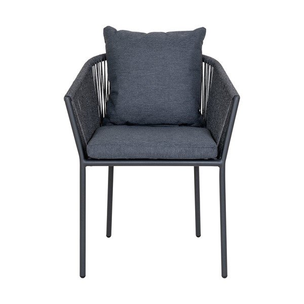 Sedia da esterno grigio scuro in metallo/in imbottito Salerno – House Nordic-image-2