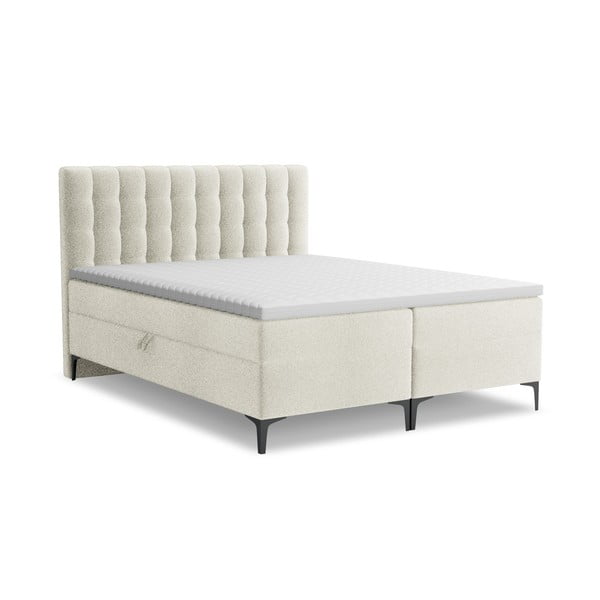 Letto boxspring beige con contenitore 160x200 cm Puhala – Makamii
