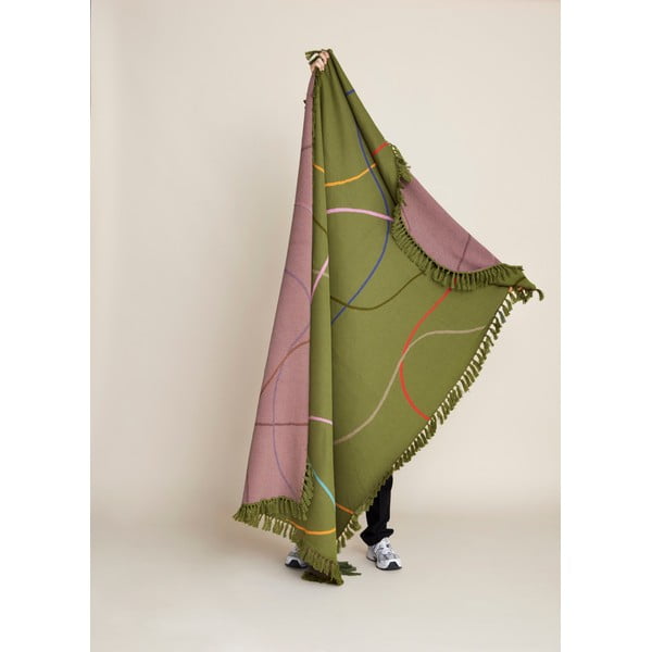 Coperta di cotone verde 200x140 cm Outline - Hübsch-image-4