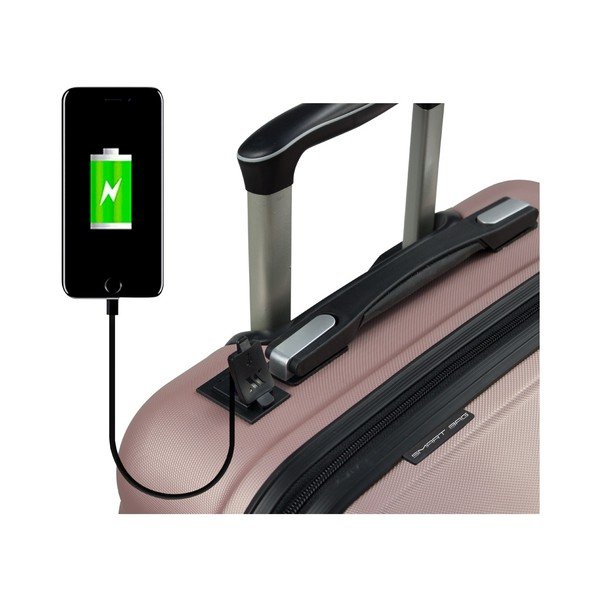 Set di valigie da viaggio rosa su ruote con porta USB e valigetta My Valice RESSNO MU & M - Myvalice-image-2