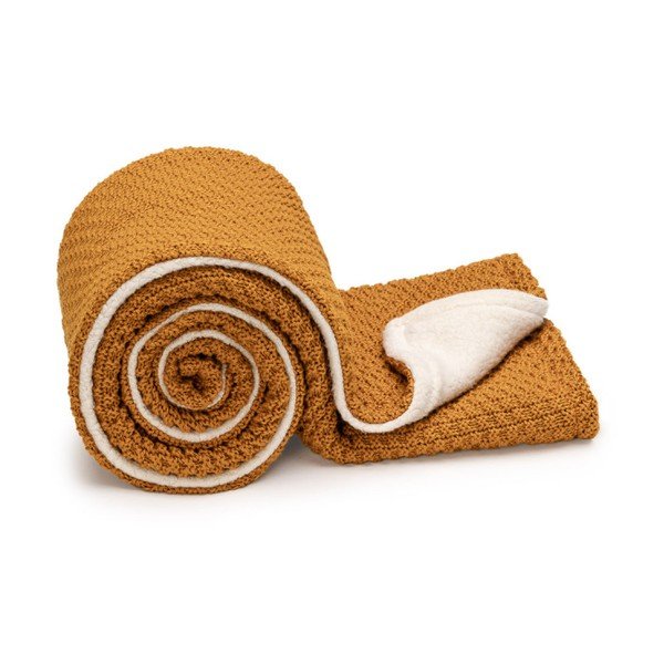 Coperta per neonati in maglia color senape 80x100 cm - T-TOMI
