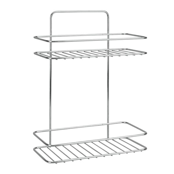 Mensola da bagno da appendere/senza foratura color argento lucido in acciaio Luxy – Metaltex