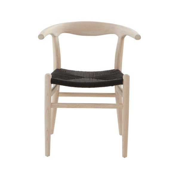 Sedia da pranzo nera/colore naturale chiaro in olmo massiccio con braccioli Nattavaara – Jotex-image-3