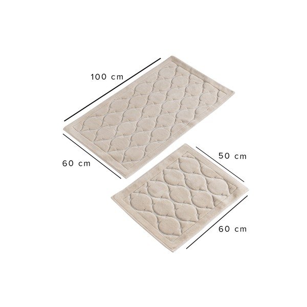 Tappeti da bagno beige in set da 2 100x60 cm Dante - Foutastic-image-4
