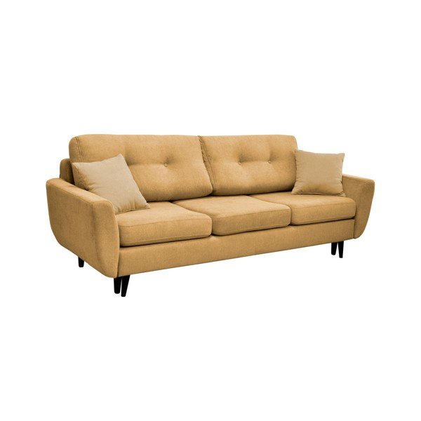 Divano letto a tre posti giallo con gambe nere Jasmin - Mazzini Sofas-image-4
