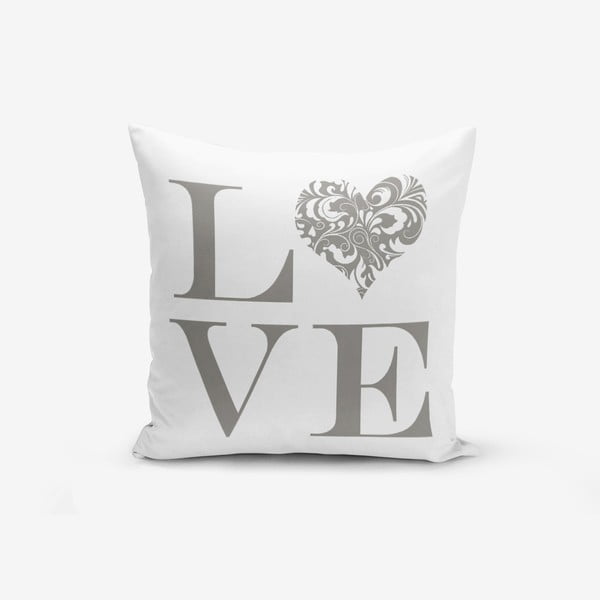 Federa in misto cotone Love Grey, 45 x 45 cm - Minimalist Cushion Covers