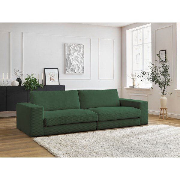 Divano verde scuro con rivestimento in velluto a coste 274 cm Leonard – Bobochic Paris-image-1