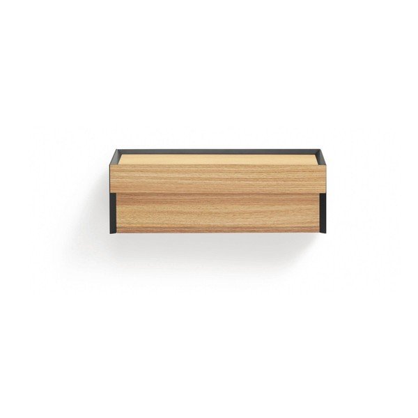 Comodino nero con piano effetto rovere da parete Arista – Teulat-image-4