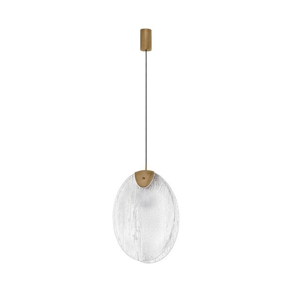 Lampadario LED color ottone in acciaio con paralume in vetro Shelina – Nova Luce