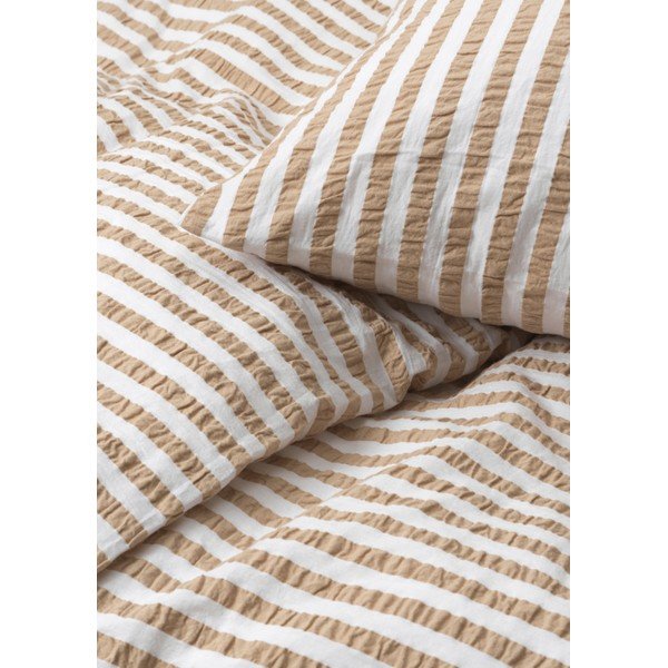 Biancheria da letto in crêpe bianca e beige per letto singolo 140x200 cm Bæk&Bølge - JUNA-image-4