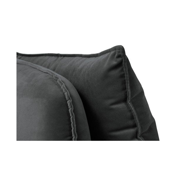 Divano angolare in velluto grigio scuro con gambe nere, angolo sinistro Lento - Kooko Home-image-4