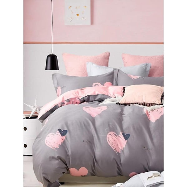 Biancheria da letto rosa/marrone in cotone renforcé per letto matrimoniale/per letto esteso con lenzuolo incluso/4 pezzi 200x220 cm Beloved – Mila Home