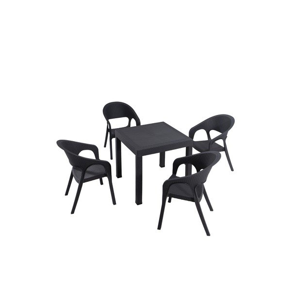 Set da pranzo da giardino per 4 persone color antracite Garden - Floriane Garden