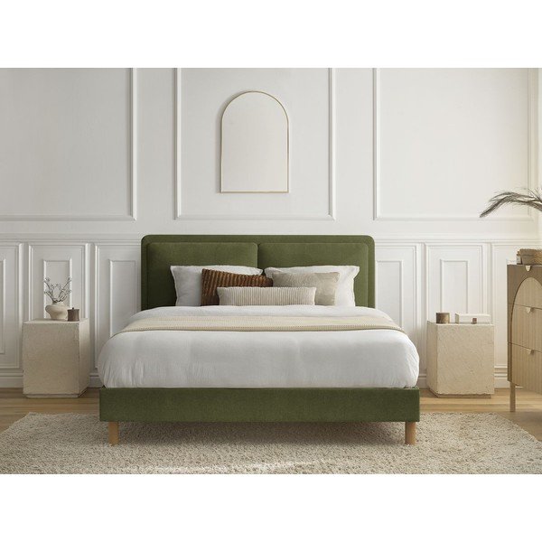 Letto matrimoniale imbottito verde imbottito con rete inclusa 160x200 cm Mara – Bobochic Paris-image-4