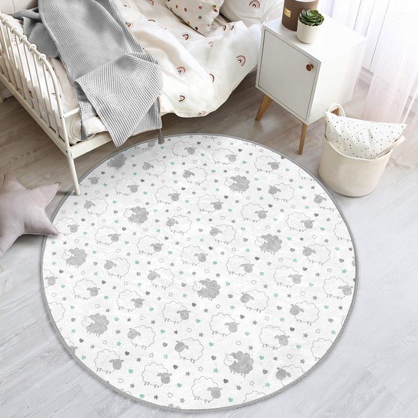 Tappeto per bambini grigio chiaro e bianco ø 80 cm Comfort - Mila Home-image-4