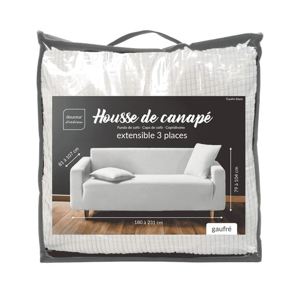 Copridivano color crema con rivestimento elastico per divano a 3 posti Sacha – douceur d'intérieur-image-3