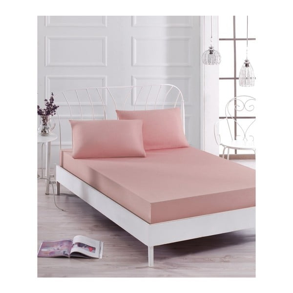 Set di lenzuola e 2 federe rosa chiaro per letto singolo Soft Rose, 160 x 200 cm - Mijolnir