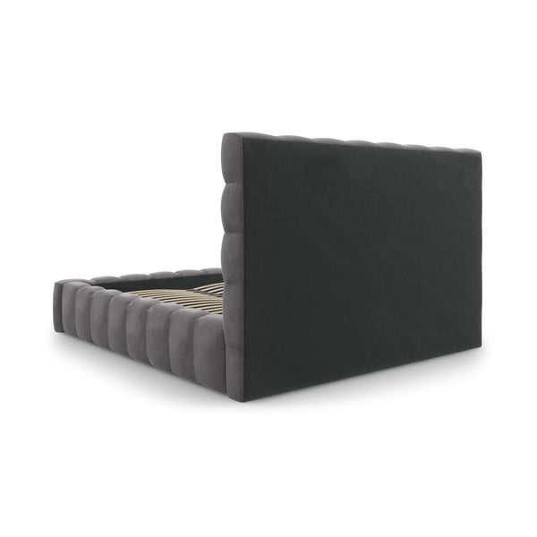 Letto matrimoniale imbottito grigio con contenitore con griglia 180x200 cm Bali - Cosmopolitan Design-image-4