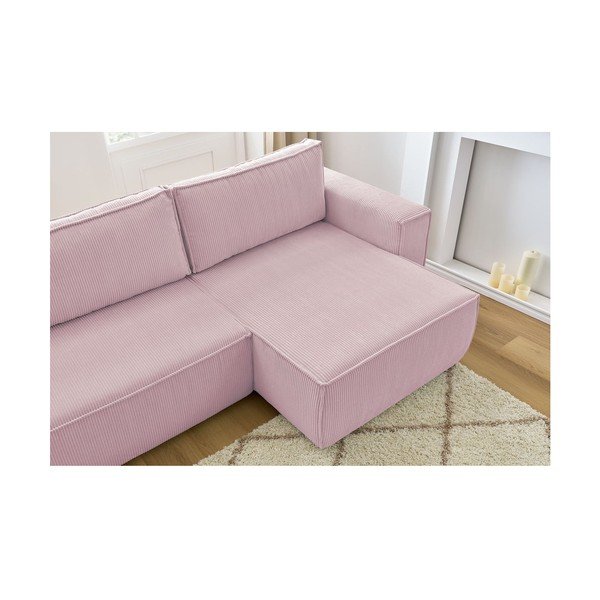 Divano letto a coste rosa ad angolo variabile Nihad - Bobochic Paris-image-4