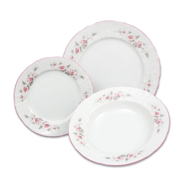 Set di 18 piatti in porcellana con rosette Bernadotte - Thun