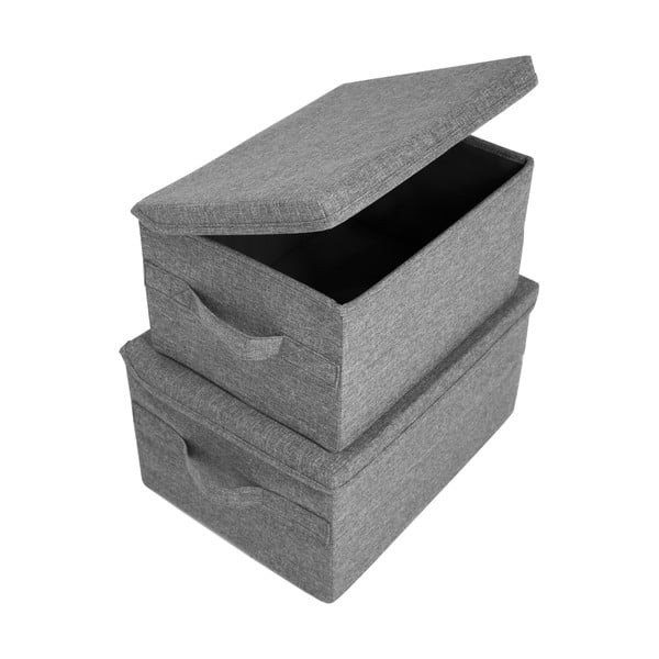 Scatola con coperchio grigia in tessuto 45x34x25 cm Soft Storage – Bigso-image-3