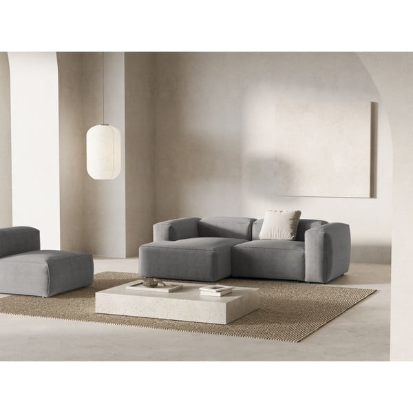 Divano angolare grigio chiaro (con penisola a sinistra/con chaise lounge) con rivestimento in velluto a coste Bergamo – Cosmopolitan Design-image-1