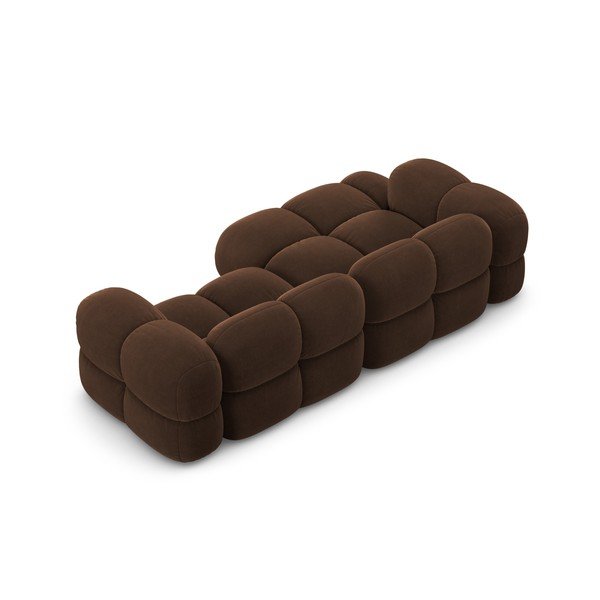 Divano angolare marrone scuro (con penisola a sinistra/con chaise lounge) con rivestimento in velluto Loretto – Cosmopolitan Design-image-4