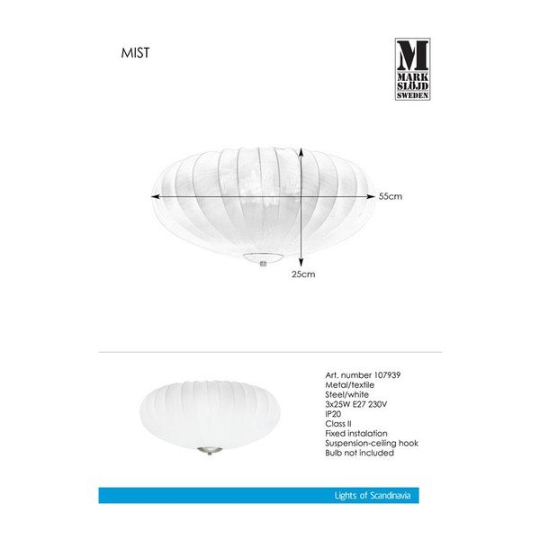 Apparecchio da soffitto bianco Plafond 3L Mist - Markslöjd-image-1