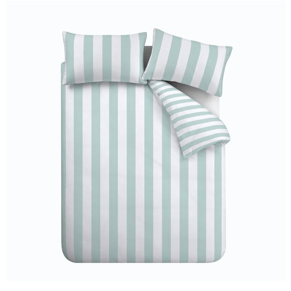 Set copripiumino e federa color menta per letto matrimoniale e per letto esteso 230x220 cm Cove Stripe – Catherine Lansfield