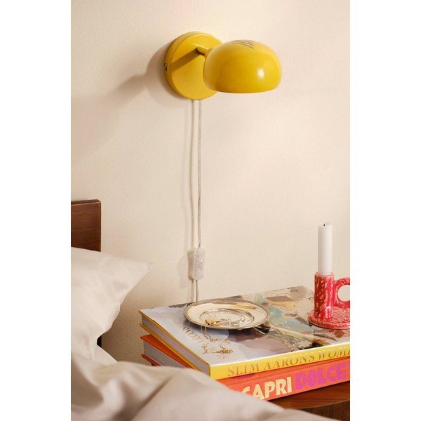 Lampada da parete gialla in acciaio con alimentazione a corrente con struttura flessibile Lincon – Jotex-image-2