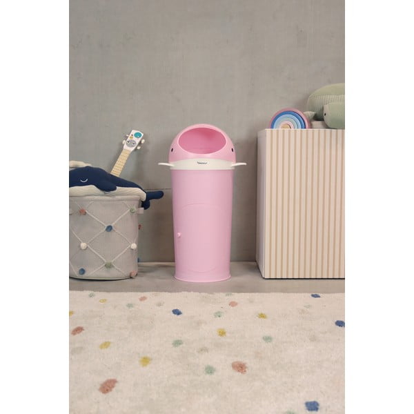 Cestino in plastica rosa per pannolini 25 L Whale - Kindsgut-image-1
