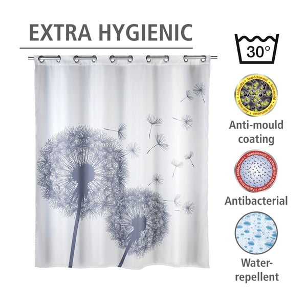 Tenda da doccia bianca con finitura antimuffa Dandelions, 180 x 200 cm Astera - Wenko-image-4