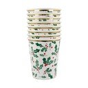 Bicchieri di carta monouso in set da 8 Holly Pattern - Meri Meri