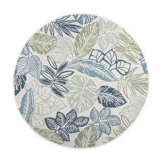 Tappeto da interno e esterno rotondo verde e blu ø 160 cm Bella Leaf – Flair Rugs