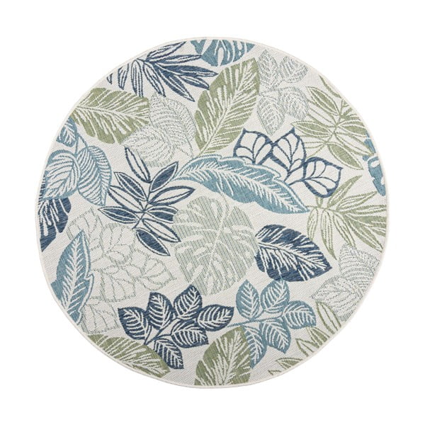 Tappeto da interno e esterno rotondo verde e blu ø 160 cm Bella Leaf – Flair Rugs