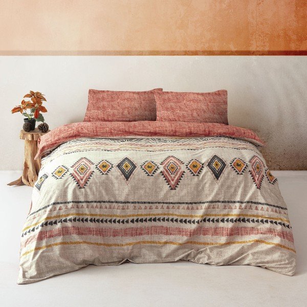 Biancheria da letto matrimoniale color rosso mattone e marrone in cotone Renforcé 240x220 cm Felix - Mijolnir