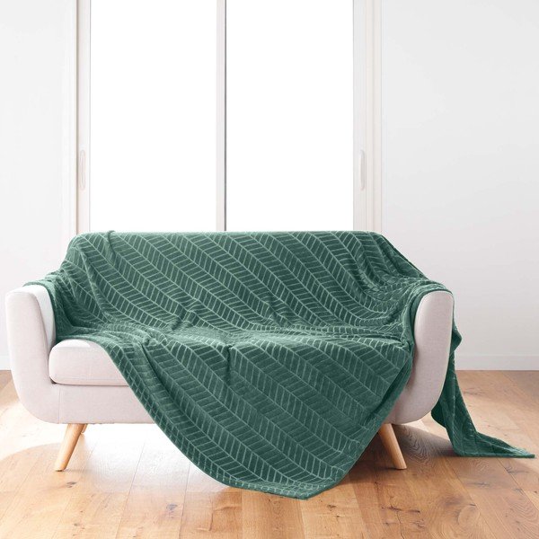 Copriletto verde in microflanella 180x220 cm Arya – douceur d'intérieur