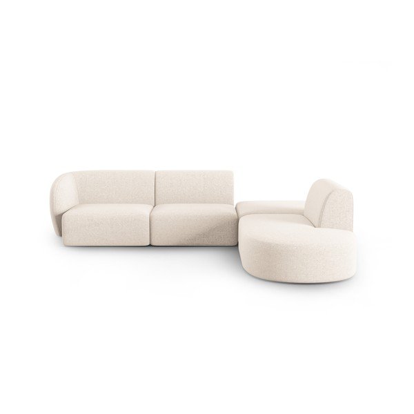 Divano angolare beige (con penisola a destra/a L) con rivestimento in ciniglia Paolo – Milo Casa
