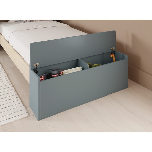 Letto da bambini a forma di casa di colore naturale/verde polveroso con effetto pino con contenitore con rete inclusa 90x190 cm Odessa – Marckeric-image-1