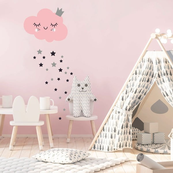 Set di adesivi murali rosa e stelle - Ambiance